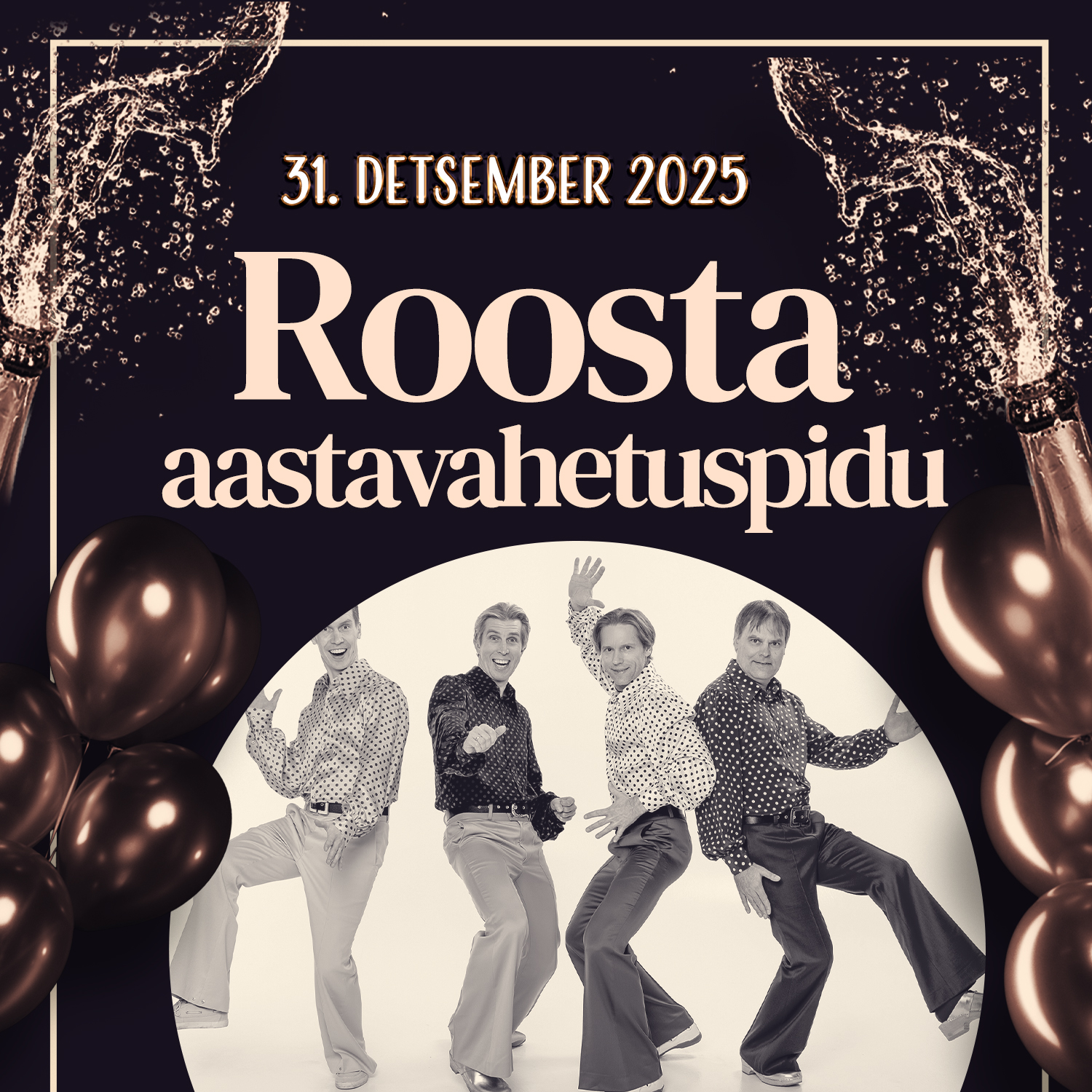 Tule tähista aastavahetust Roosta Puhkekülas! Esineb REGATT ning õhtut juhib ERSTO PÕLLUAAS. Lisaks lõbusale programmile pakume maitsvat ja rikkalikku õhtubuffe